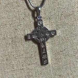History of Ireland Cross Pendant Sterling Silver on 18kgp chain